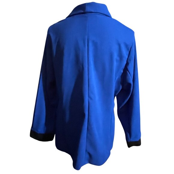 Shein Curve Royal Blue Jacket Open Front Blazer W Zip Simulate Pockets Size 1X - Picture 4 of 12